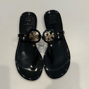 Tory Burch Mini Miller Flat Jelly Thong Sandals, Size 6, Black